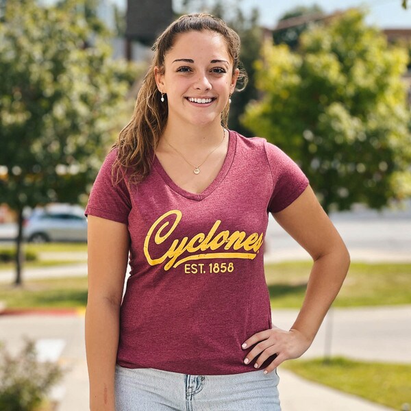 College House Women's I-State Cardinal V-Neck Short Sleeve T-Shirt
